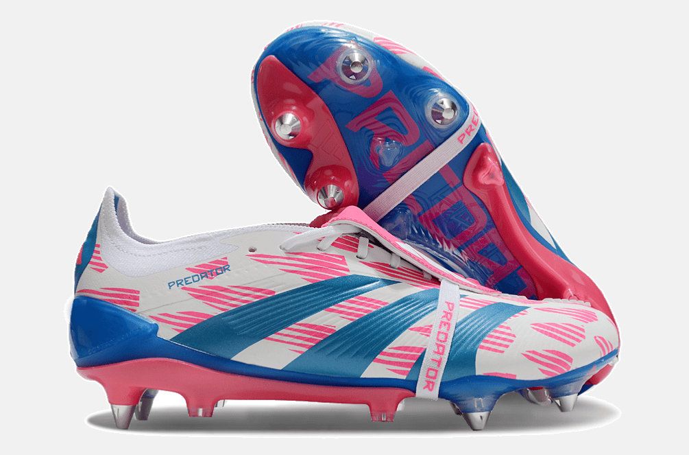 Adidas Predator Elite Fold-Over Tongue SG - Branca, Azul e Rosa - Tevo Sports SPORT*