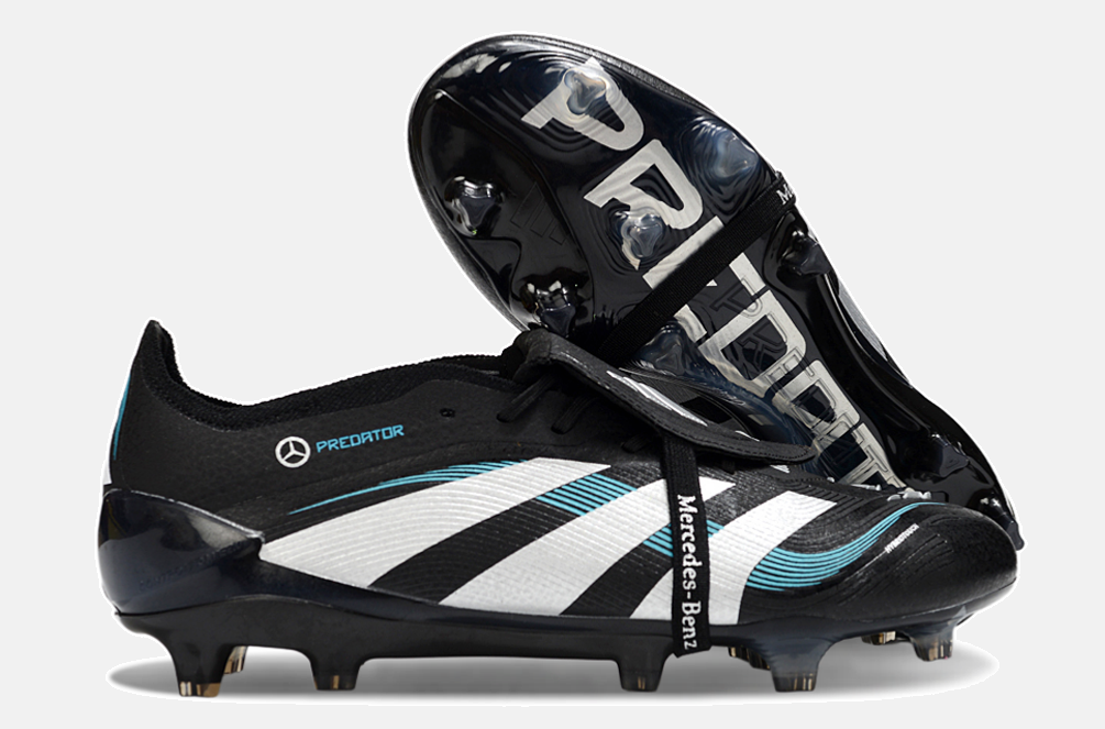 Chuteira Adidas Predator Elite Fold-Over Tongue FG - Preta, Branca e Azul - imagem 8