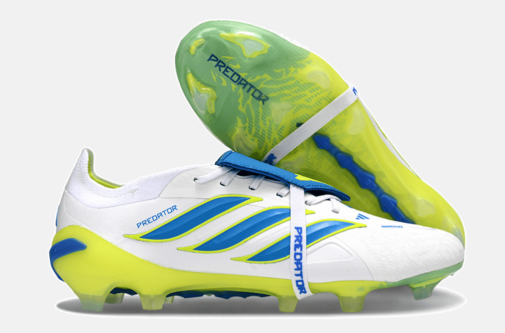 Chuteira Adidas Predator Elite FT 26 FG - Branca, Azul e Amarela - Tevo Sports SPORT*