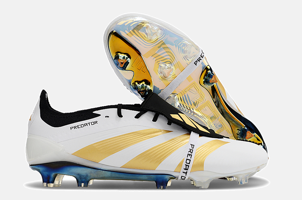 Chuteira Adidas Predator Elite Tongue FG - Branca e Dourada - imagem 8