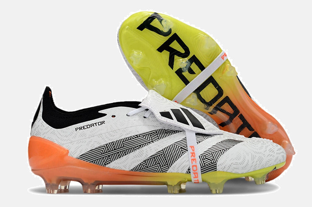 Chuteira Adidas Predator Elite Tongue FG - Branca e Laranja - imagem 8