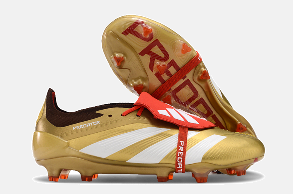 Chuteira Adidas Predator Elite Tongue FG - Dourada e Branca - imagem 8