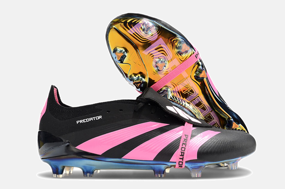 Chuteira Adidas Predator Elite Tongue FG - Preta e Rosa - vista traseira