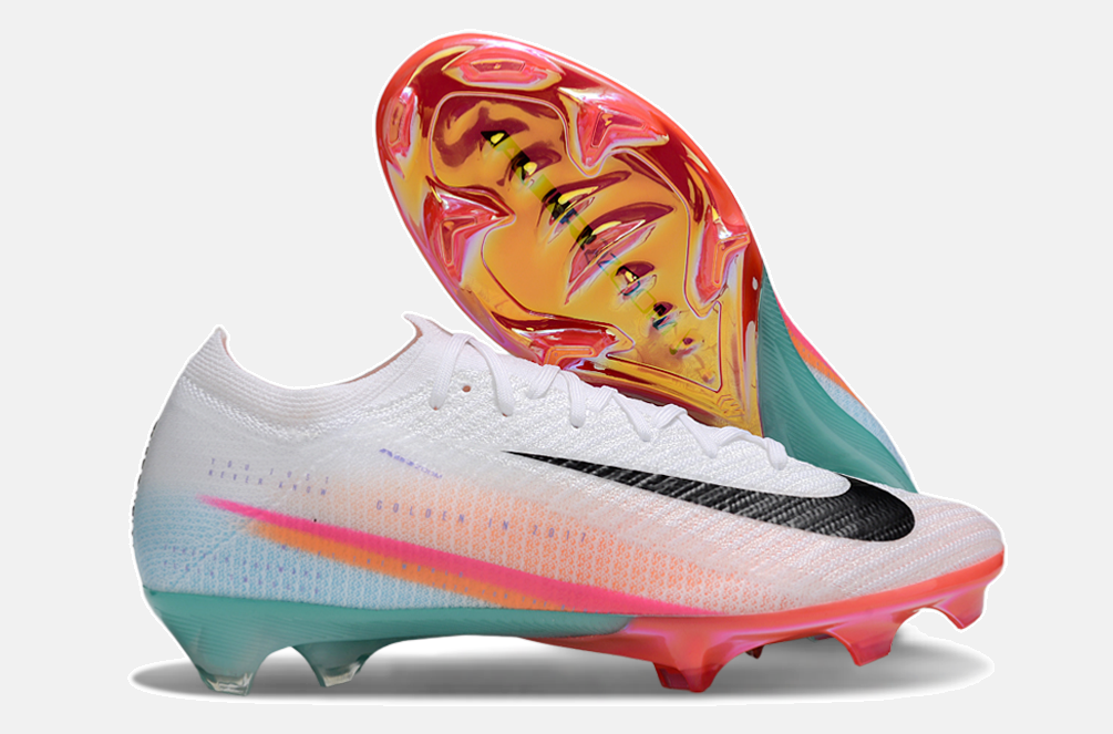 Chuteira Nike AIR Zoom Mercurial Vapor 16 Edição Especial Elite FG - Branca, Azul, Laranja e Rosa - imagem 8