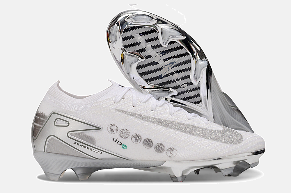 Chuteira Nike Air Zoom Mercurial Vapor 16 Edição Especial Elite FG - Branca e Prata - imagem 8