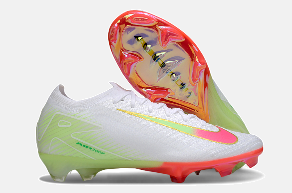 Chuteira Nike Air Zoom Mercurial Vapor 16 Elite FG - Branca, Verde e Rosa - Tevo Sports SPORT*