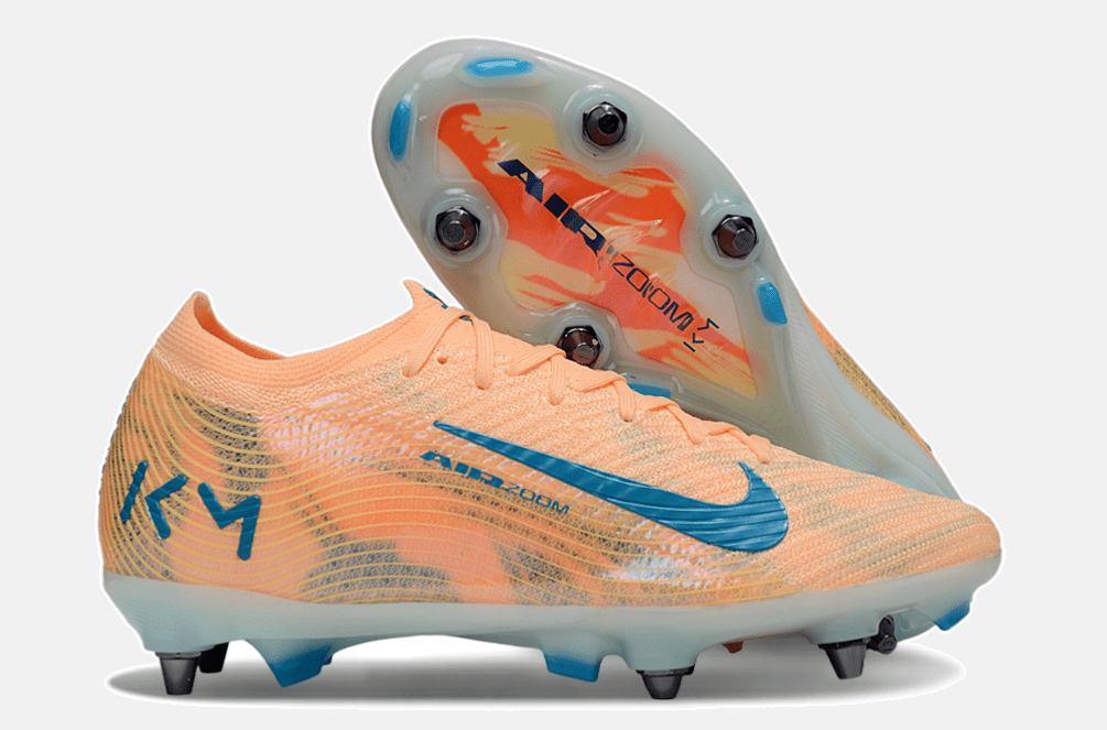 Chuteira Nike Air Zoom Mercurial Vapor 16 Kylian Mbappe Elite SG - Laranja e Azul - Tevo Sports SPORT*