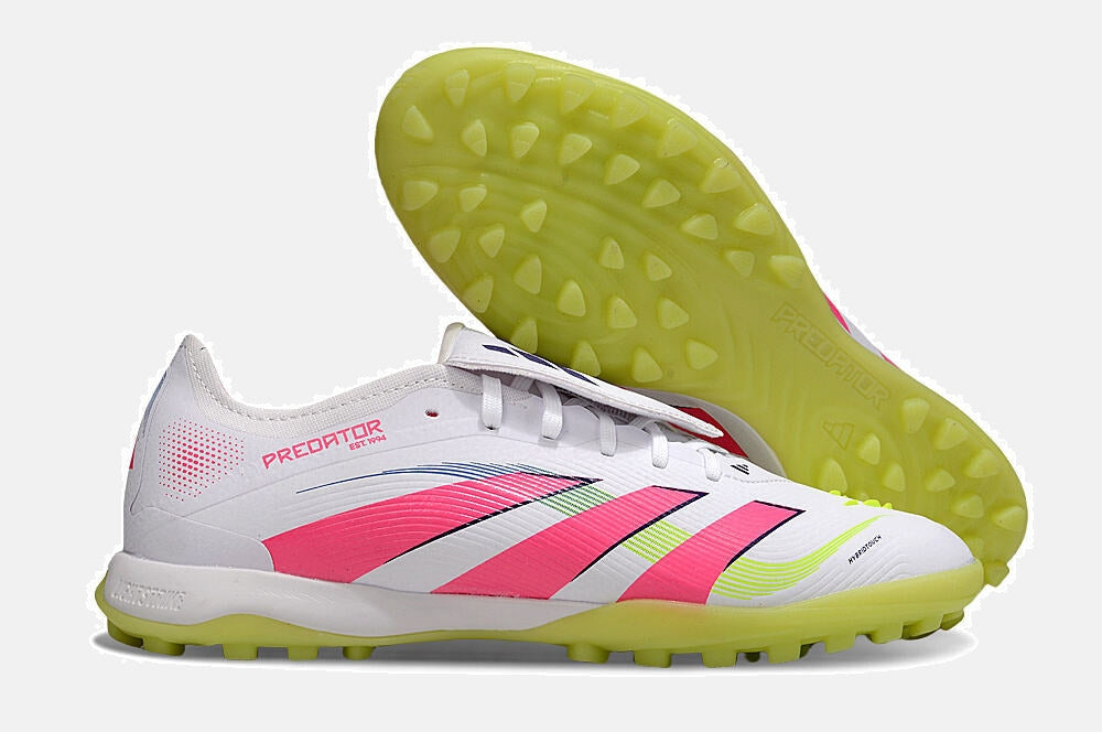 Chuteira Society Adidas Predator Elite Fold-Over Tongue TF - Branca, Rosa e Verde - imagem 8