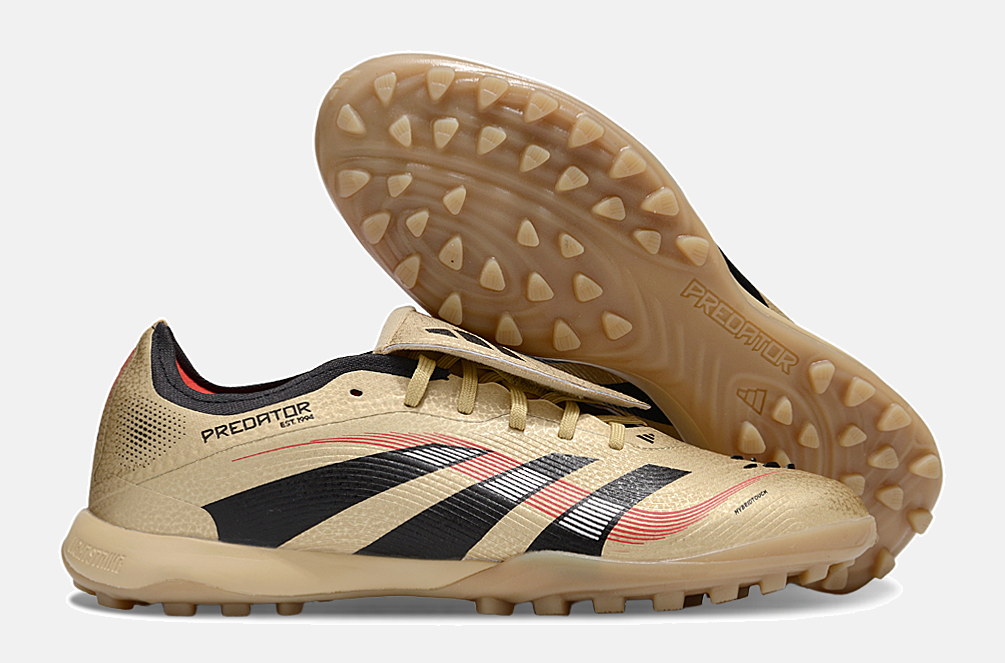 Chuteira Society Adidas Predator Elite Fold-Over Tongue TF - Dourada, Preta e Vermelha - imagem 8