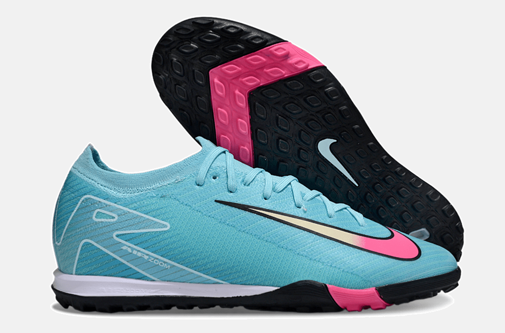 Chuteira Society Nike Air Zoom Mercurial Vapor 16 Elite TF - Azul, Preta e Rosa - Tevo Sports SPORT*