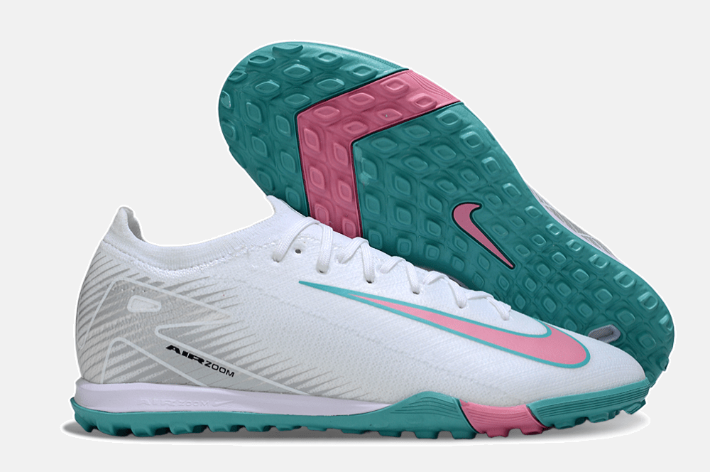 Chuteira Society Nike Air Zoom Mercurial Vapor 16 Elite TF - Branca, Azul e Rosa - Tevo Sports SPORT*