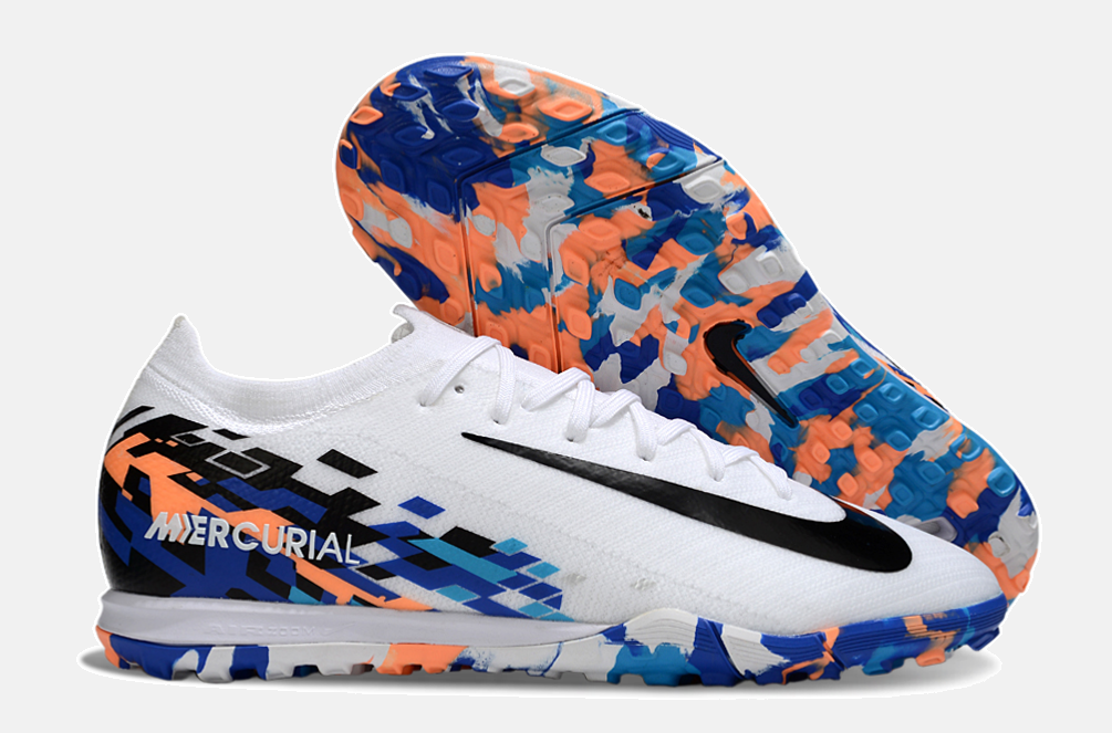 Chuteira Society Nike Air Zoom Mercurial Vapor 16 Elite TF - Branca, Preta e Azul - imagem 8
