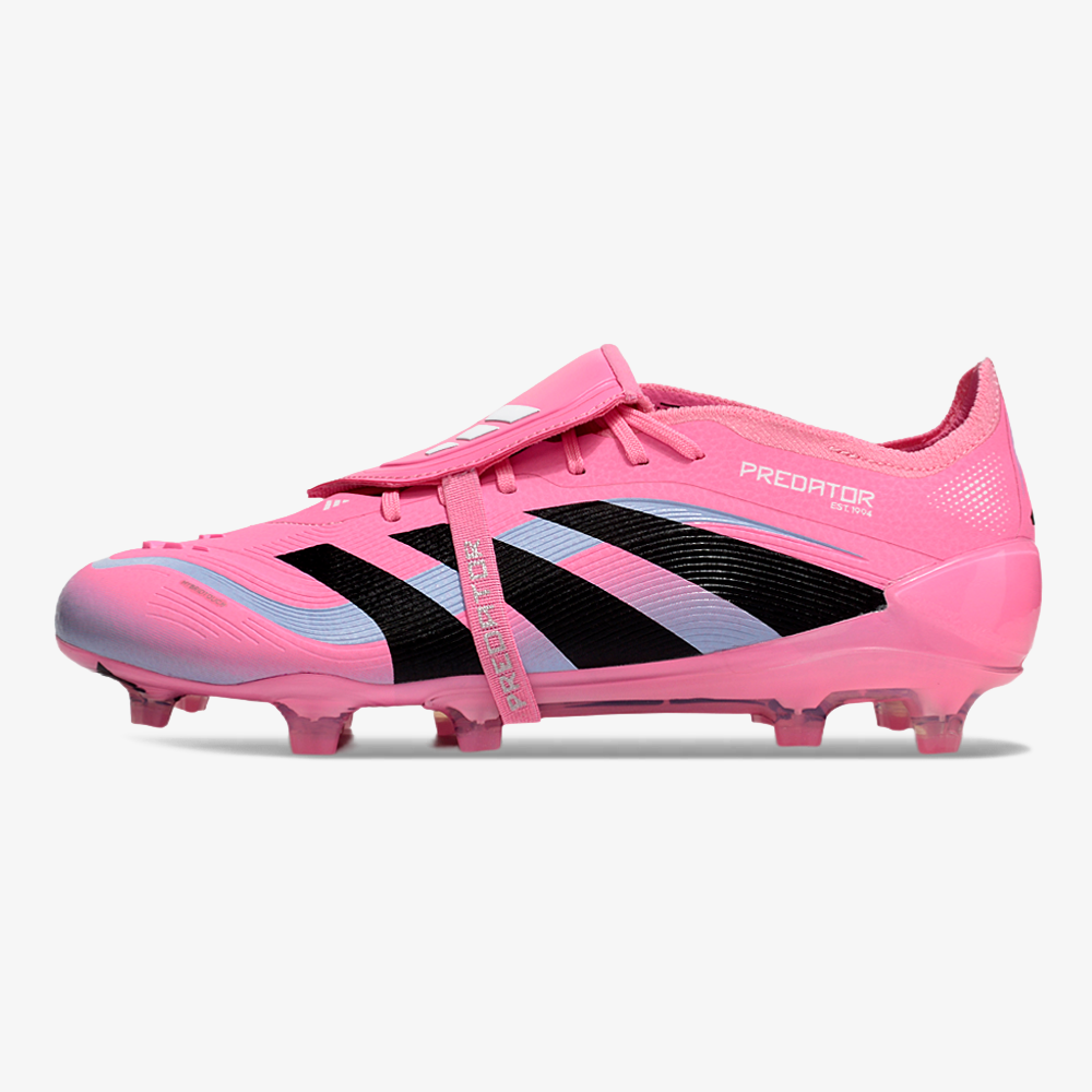 Chuteira Adidas Predator Elite Fold-Over Tongue FG - Rosa, Azul e Preta - vista frontal