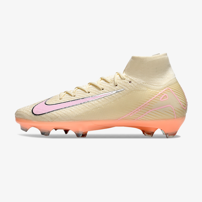 Chuteira Nike Air Zoom Mercurial Superfly 10 Edição Especial Elite FG - Branca e Salmão - vista frontal