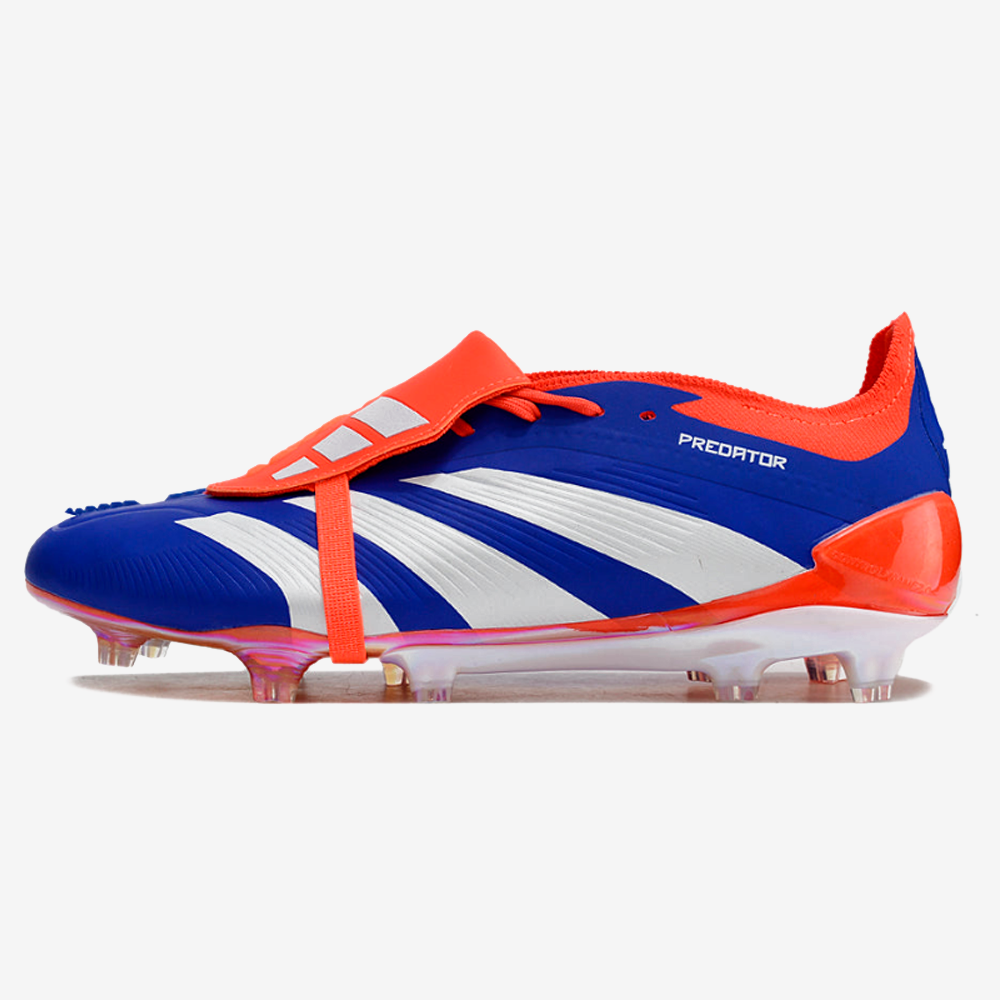 Chuteira Adidas Predator Elite Tongue FG - Azul, Branca e Laranja - vista frontal