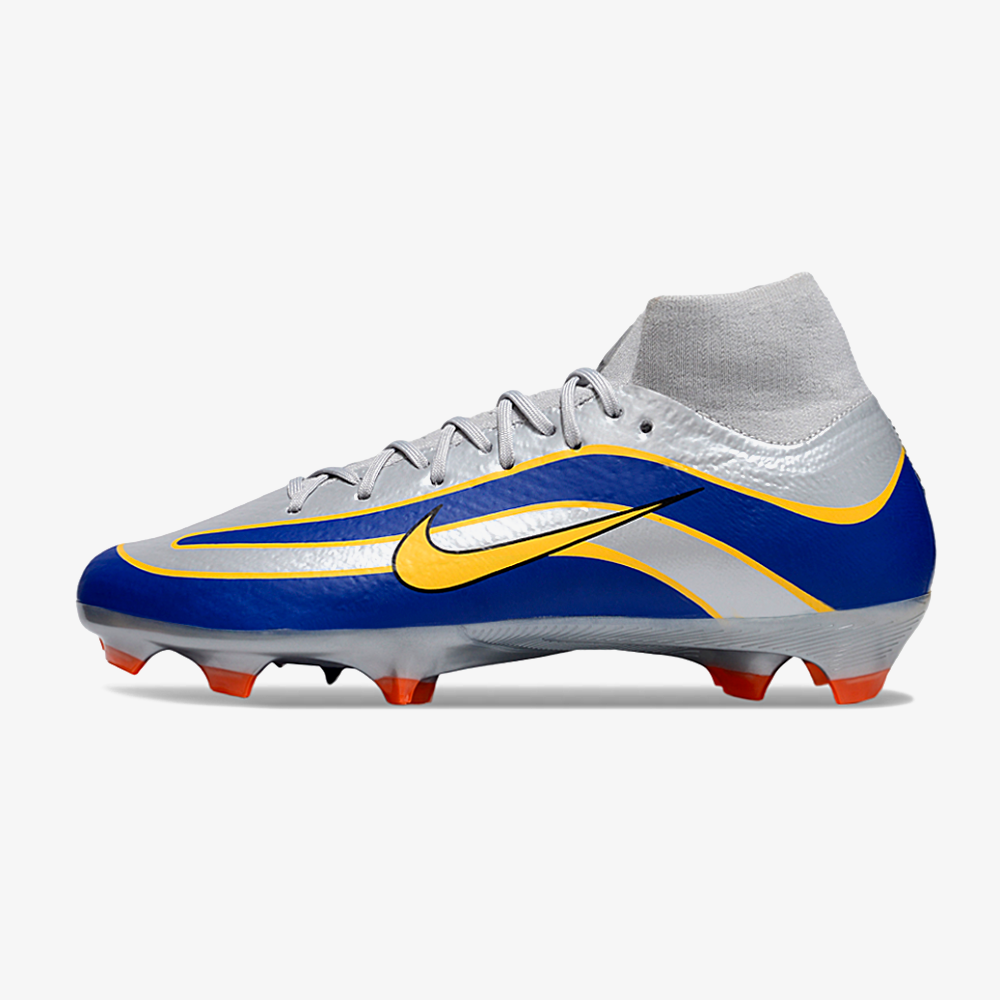 Chuteira Nike Air Zoom Mercurial Superfly 10 Edição Especial Elite FG - Prata e Azul - vista frontal