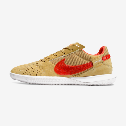 Tênis Futsal Nike Street Gato IC - Bege e Vermelha - vista frontal