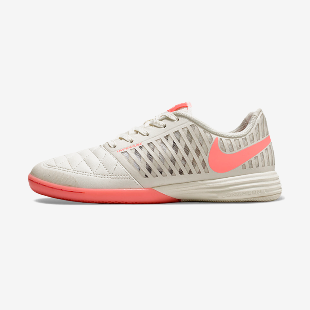 Tênis Futsal Nike Lunar Gato IC - Branca e Rosa - vista frontal