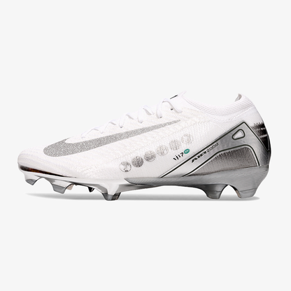 Chuteira Nike Air Zoom Mercurial Vapor 16 Edição Especial Elite FG - Branca e Prata - vista frontal