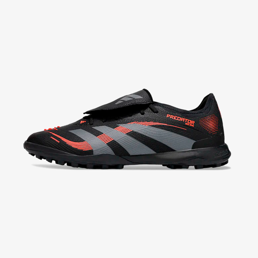 Chuteira Society Adidas Predator Elite Fold-Over Tongue TF - Preta, Cinza e Vermelha - vista frontal