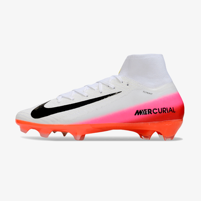 Chuteira Nike Air Zoom Mercurial Superfly 10 Elite FG - Branca, Rosa e Laranja - Pack Fear Nothing - vista frontal