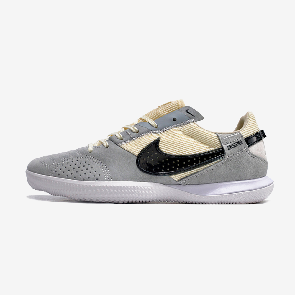 Tênis Futsal Nike Street Gato IC - Cinza, Bege e Preta - vista frontal