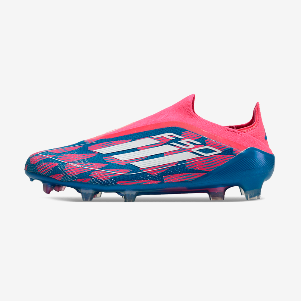 Chuteira Adidas F50 LL FG - Azul e Rosa - vista frontal