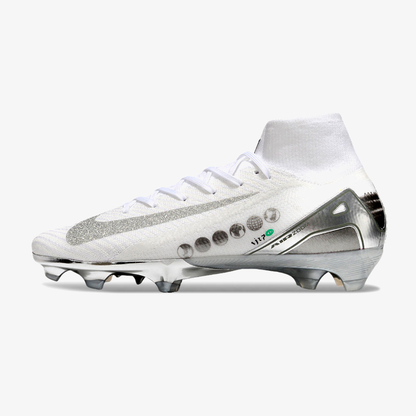 Chuteira Nike Air Zoom Mercurial Superfly 10 Edição Especial Elite FG - Branca e Prata - vista frontal