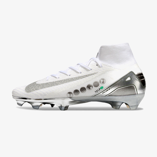 Chuteira Nike Air Zoom Mercurial Superfly 10 Edição Especial Elite FG - Branca e Prata - vista frontal