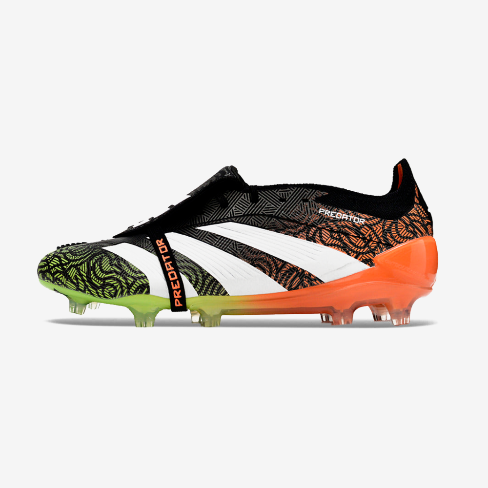 Chuteira Adidas Predator Elite Tongue FG - Branca, Laranja e Verde - vista frontal