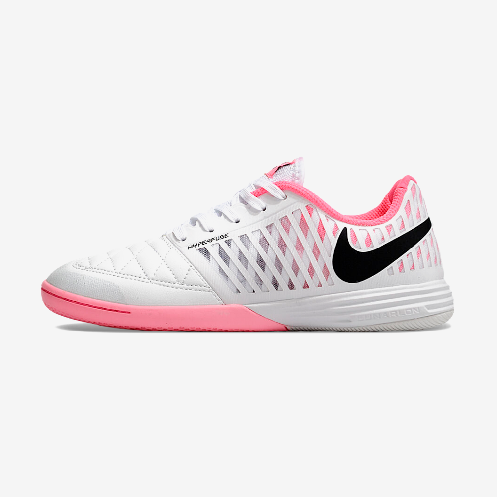 Tênis Futsal Nike Lunar Gato IC - Branco e Rosa - vista frontal