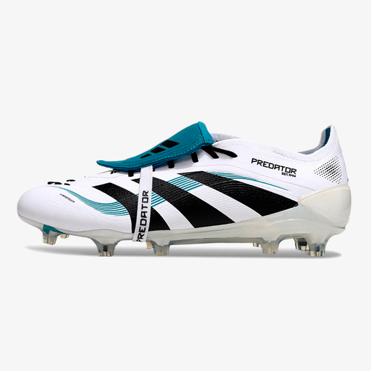 Chuteira Adidas Predator Elite Fold-Over Tongue FG - Branca, Verde e Preta - vista frontal