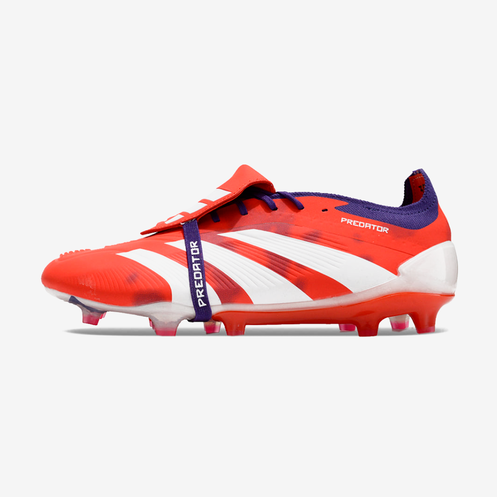 Chuteira Adidas Predator Elite Tongue FG - Laranja e Branca - vista frontal