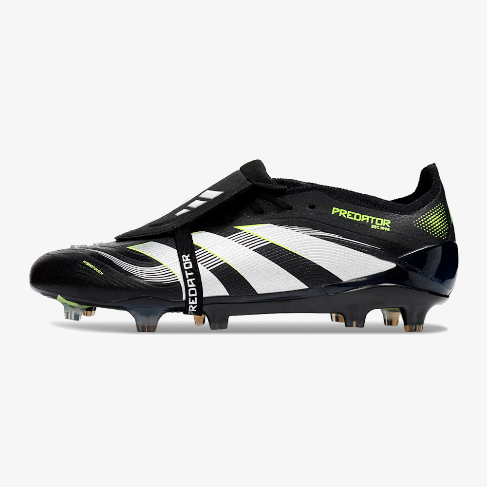 Chuteira Adidas Predator Elite Fold-Over Tongue FG - Preta, Verde e Branca - vista frontal