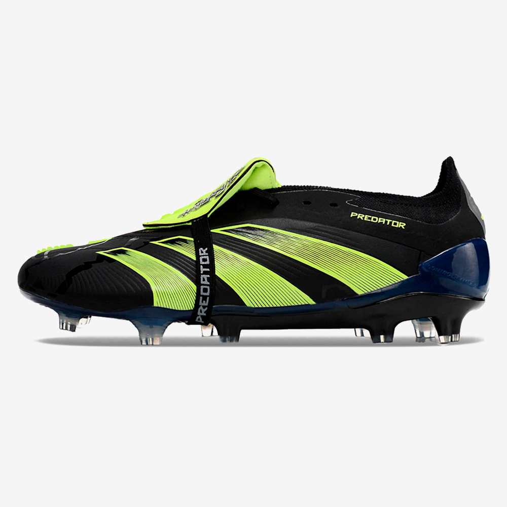 Chuteira Adidas Predator Elite Tongue FG - Preta e Verde - vista frontal