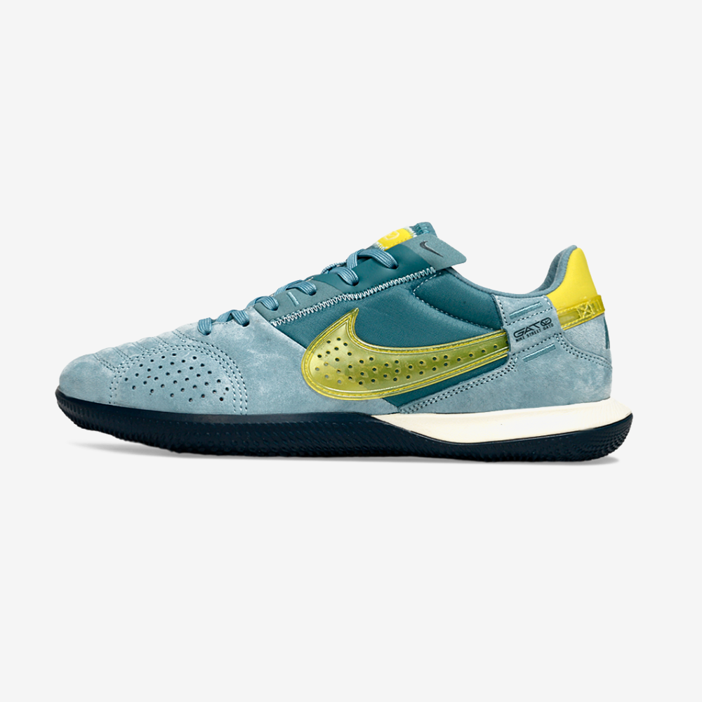 Tênis Futsal Nike Street Gato IC - Azul e Dourada - vista frontal