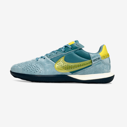 Tênis Futsal Nike Street Gato IC - Azul e Dourada - vista frontal