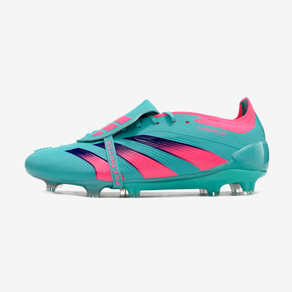 Chuteira Adidas Predator Elite Tongue FG - Azul e Rosa - vista frontal