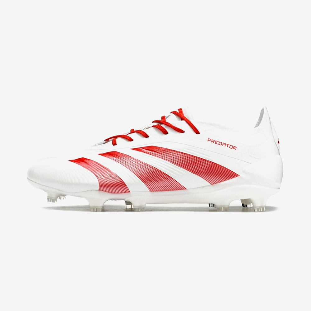 Chuteira Adidas Predator Elite FG - Branca e Vermelha - vista frontal