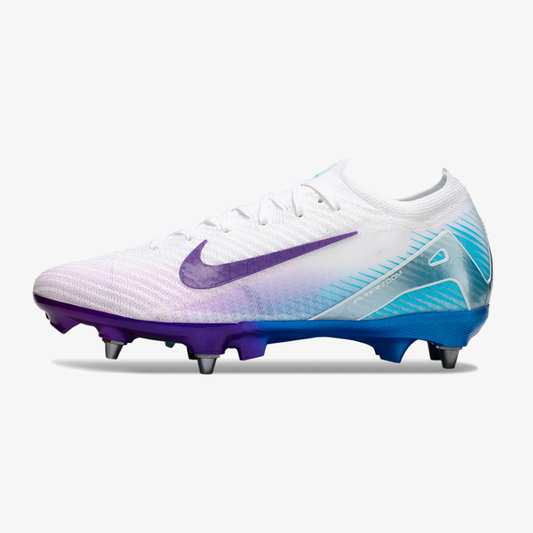 Chuteira Nike Air Zoom Mercurial Vapor 16 Elite SG - Branca, Azul e Roxa - vista frontal
