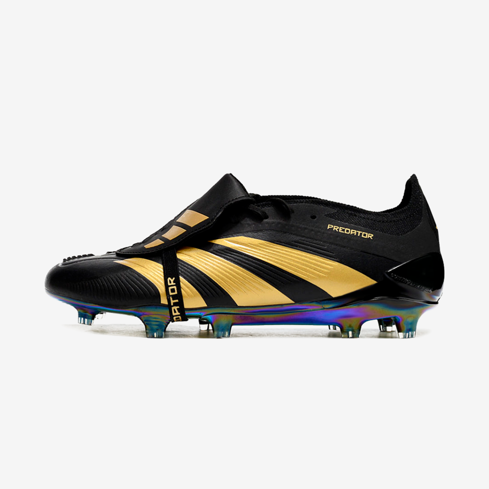 Chuteira Adidas Predator Elite Tongue FG - Preta e Dourada - vista frontal