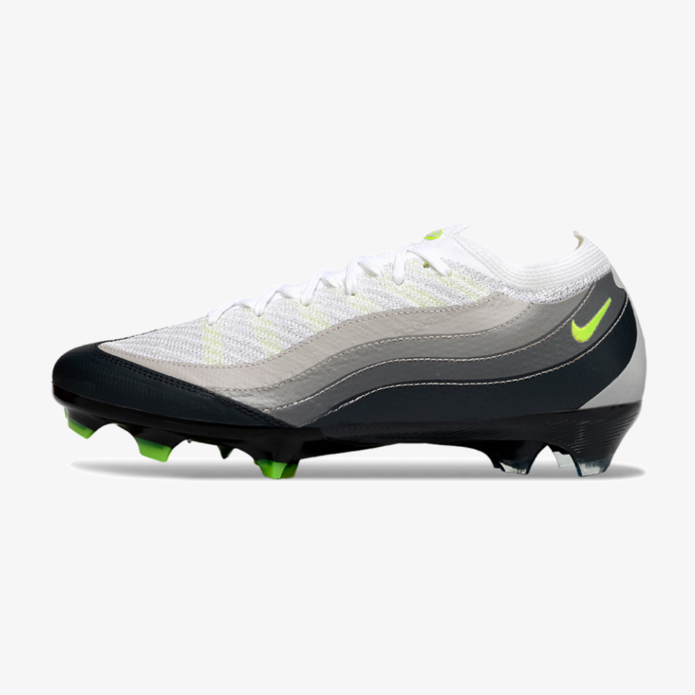 Chuteira Nike AIR Zoom Mercurial Vapor 16 Elite AIR MAX 95 FG - Branca e Preta - vista frontal