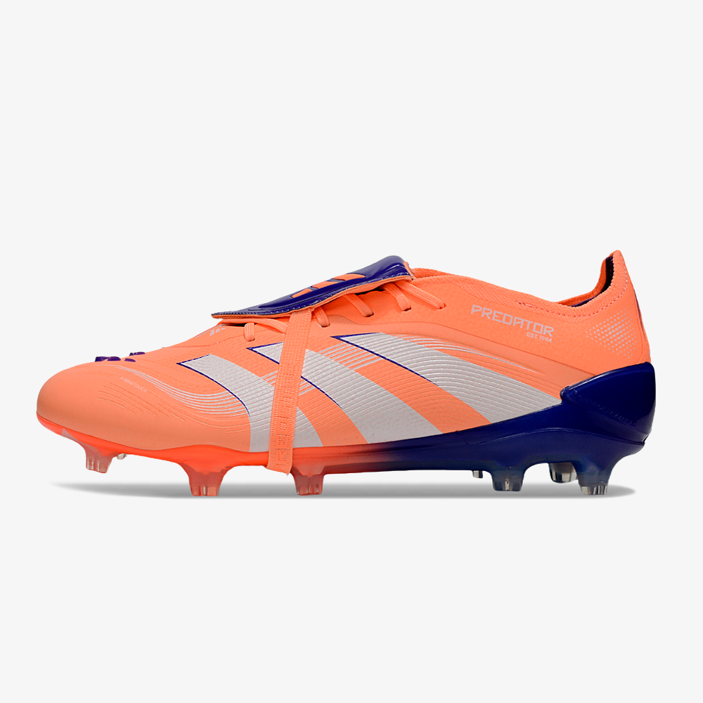 Chuteira Adidas Predator Elite Fold-Over Tongue FG - Laranja, Azul e Branca - vista frontal