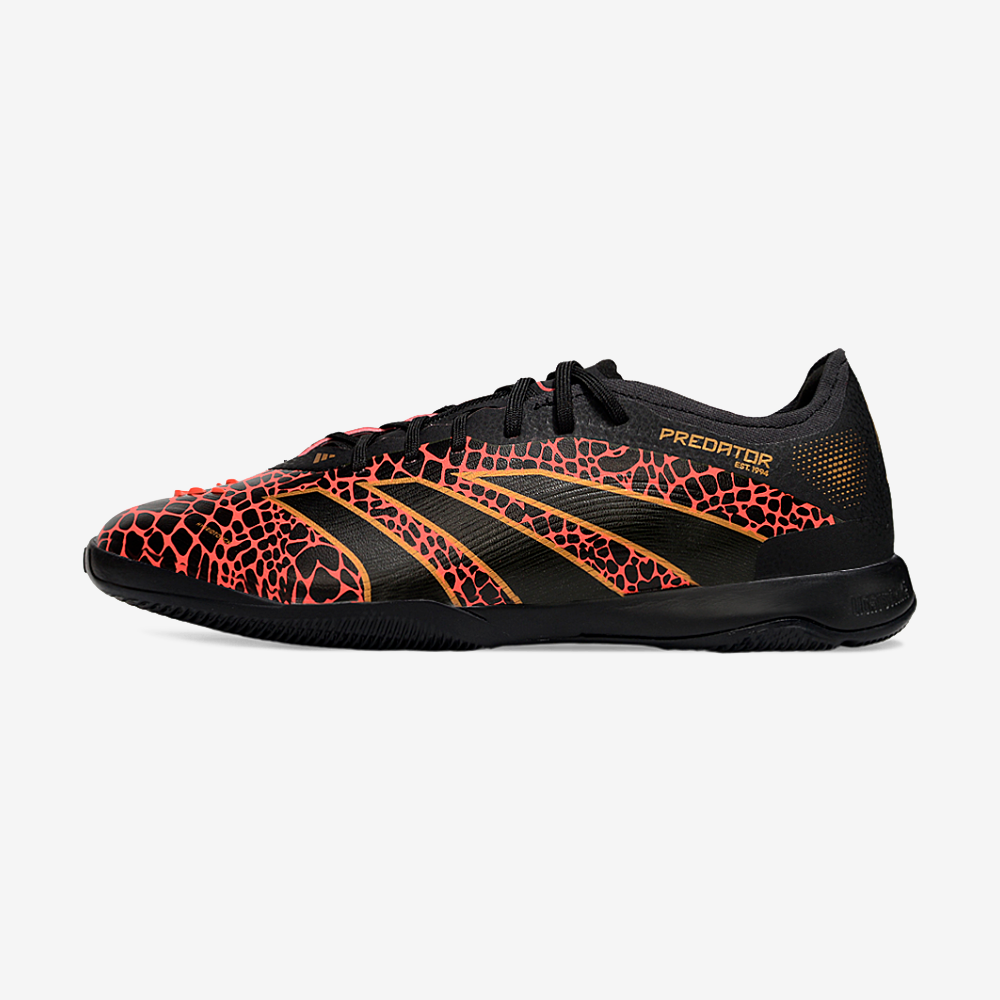 Tênis Futsal Adidas Predator Elite Fold-Over Tongue IC - Preta, Laranja e Dourada - vista frontal