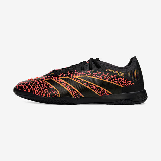 Tênis Futsal Adidas Predator Elite Fold-Over Tongue IC - Preta, Laranja e Dourada - vista frontal