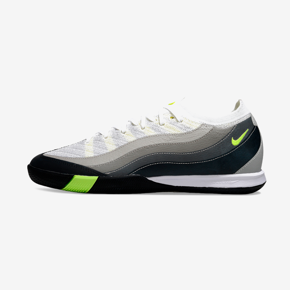 Chuteira Futsal Nike Mercurial Air Zoom Vapor 16 Air Max 95 IC - Branca, Cinza e Preta - vista frontal