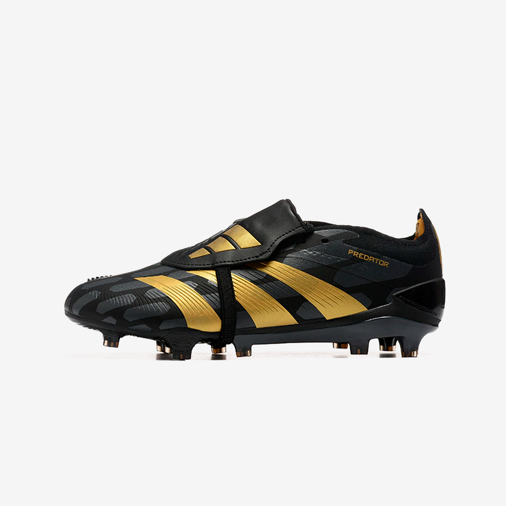 Chuteira Adidas Predator Elite Tongue FG - Preta e Dourada - vista frontal