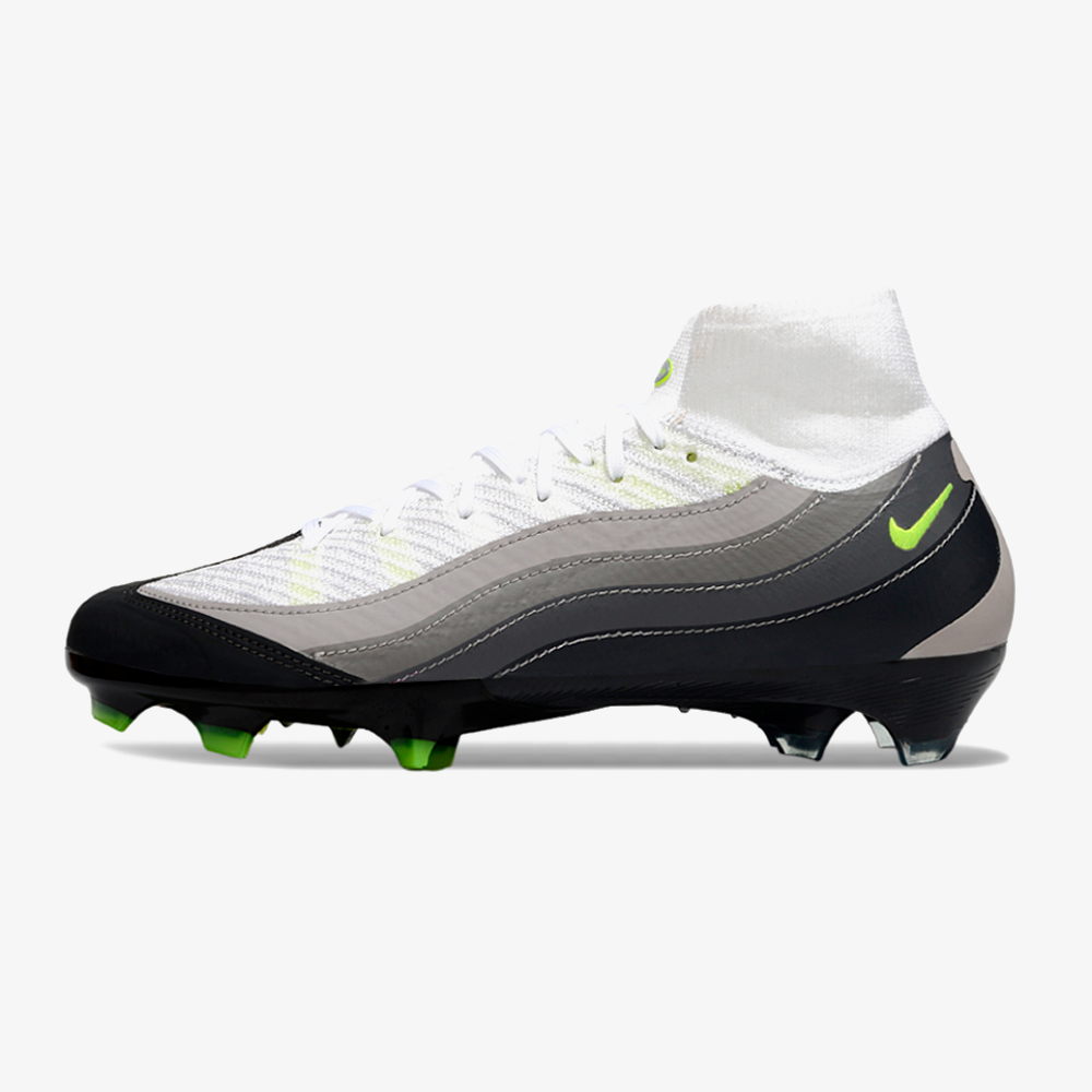 Chuteira Nike Mercurial Superfly 10 Air Max 95 Elite FG - Branca e Preta - vista frontal