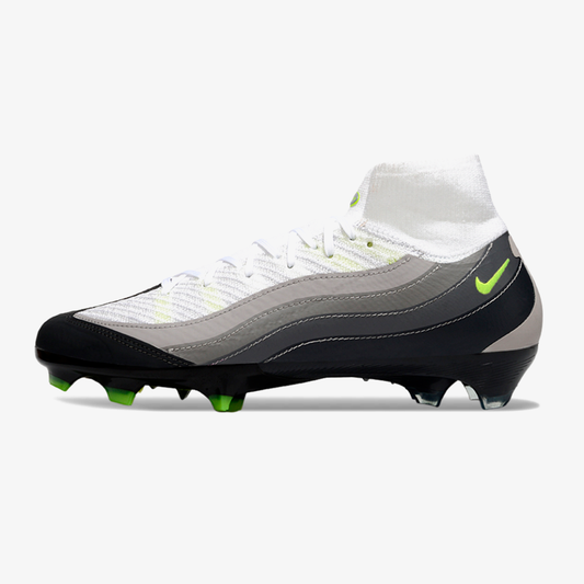 Chuteira Nike Mercurial Superfly 10 Air Max 95 Elite FG - Branca e Preta - vista frontal