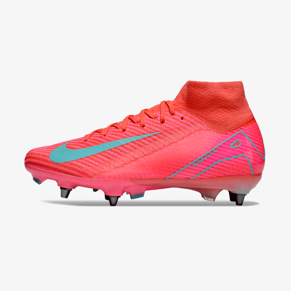 Chuteira Nike Zoom Mercurial SuperFly 10 Elite SG - Vermelha, Rosa e Azul - vista frontal